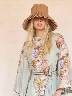 Lorna Murray Ruffle Brim Straw Sun Hat - Tan